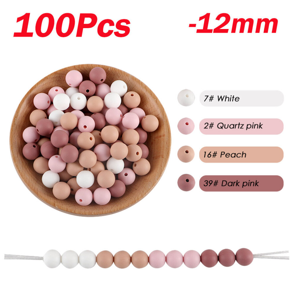 Sunrony 100Pcs 12mm Round Silicone Beads For Jewelry Making Bulk DIY Baby Pacifier Chain Bracelet Necklace Jewelry Accessories-image-OPC-PBRQNDH-NEW
