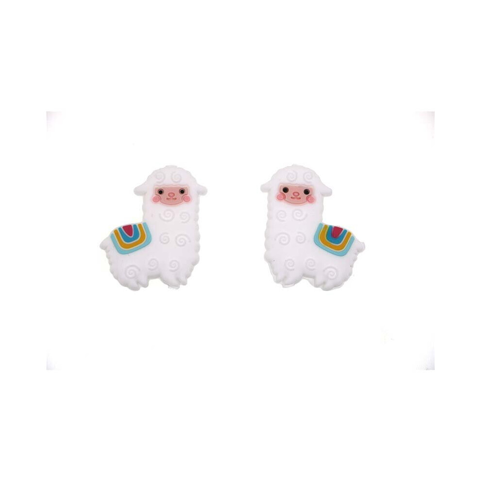 Kovict 10Pcs Sheep Baby Rodent Bpa Food Silicone Teething Nursing Pacifier Clip Silicone Beads Multicoloured