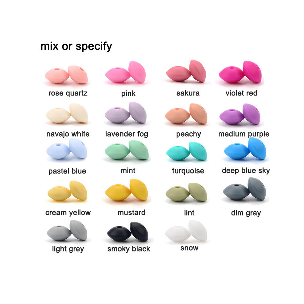 100pcs/lot Silicone Lentil Beads 12mm BPA Food DIY Charms Baby Chew Toy Nursing Accessory Teething Necklace