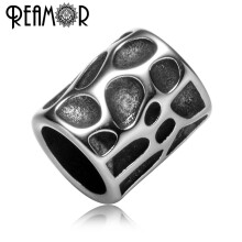 5pcs 316l Stainless Steel Bead 8mm Large Hole Cylinder European Charms Spacer Beads For Jewelry Making Men Bracelet DIY