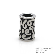 Wonlee Winle Stainless Steel Big Hole Retro Round European Spacer Bead Charm For DIY Men Bracelet Jewelry