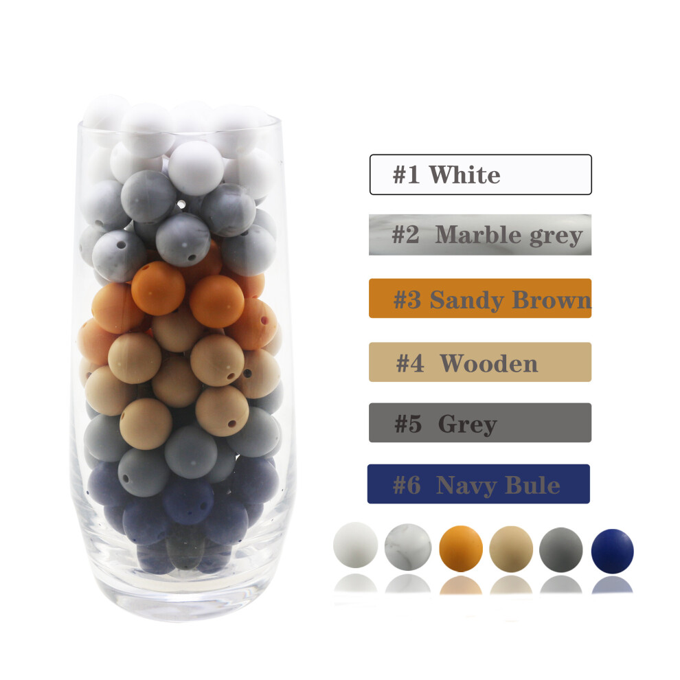 50Pcs/Lot 15Mm Round Shape Silicone Teething Beads Baby Teether For Diy Nursing Necklace Food Chew Beads Multicoloured