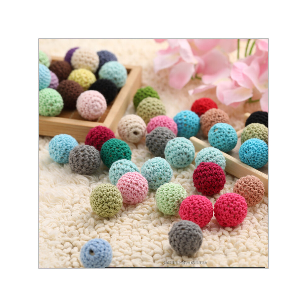 10Pcs 16mm Wool Crochet Bead Baby Teether Knitting Beads Blank DIY Nursing Necklace Children'S Goods