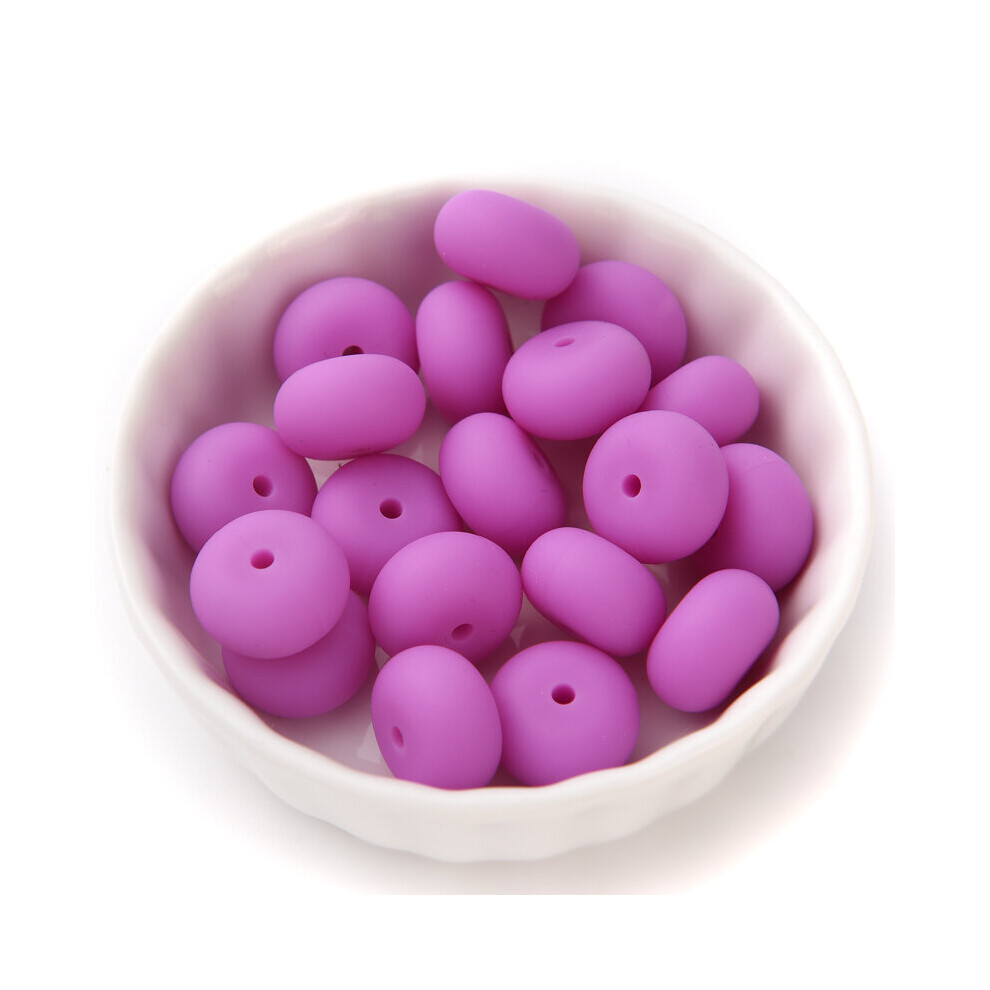 50Pcs 14mm Abacus Lentil Silicone Beads Teether Beads for DIY Pacifier Chain Clips Teething Chew Nursing Necklace Accessories