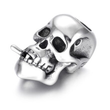 4pieces Stainless Steel Beads Skull Metal Large Hole 6mm Charm Slider DIY Men Bracelet Making Supplies Jewelry Findings