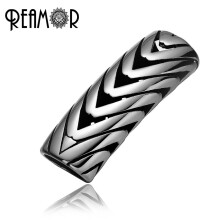 12*6mm 316l Stainless Steel V Pattern Square Hole Charm Beads For Men Bracelet DIY Jewelry Making Findings
