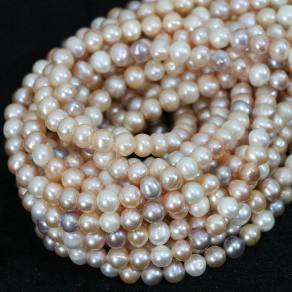 Multicolor freshwater natural pearls nearround loose beads fit necklace bracelet jewels15inch B1362-image-OPC-PBRQQDN-NEW