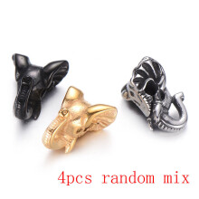 4pcs/lot Stainless Steel Animal Jewelry Beads Elephant Beads Charms fit Men's Bracelet DIY Loose Bead Retro Accessories