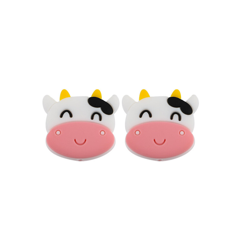 Kovict 10Pcs Cows Animal Shape Silicone Beads Baby Molar Teether Bead Diy Pacifier Chain Jewelry Accessories Multicoloured