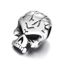 Stainless Steel Beads Skull Spacer Large Hole 6mm Slide Charm Pendant DIY Men Bracelet Making Supplies Jewelry Findings