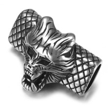Stainless Steel Slider Beads Wolf Head 12*6mm Hole Slide Charms for Men Leather Bracelet Punk Jewelry Making DIY Supplies