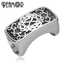 8mm 316l Stainless Steel Clouds Totem Silver Cylinder European Charms Beads Fit Leather Bracelet Men Jewelry DIY