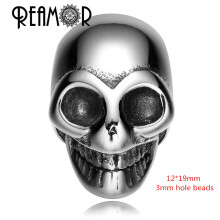 316L Stainless steel Skull head Decoration 2/3mm Hole Size Beads Charms Spacer Beads for Jewelry Making Men Bracelets