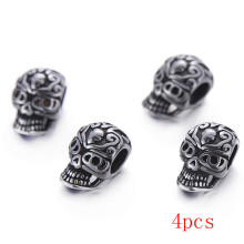 4pcs/lot DIY Stainless Steel Beads fit Men Bracelet Big Hole Charms Vintage Skull Beads Charms for Jewelry Making