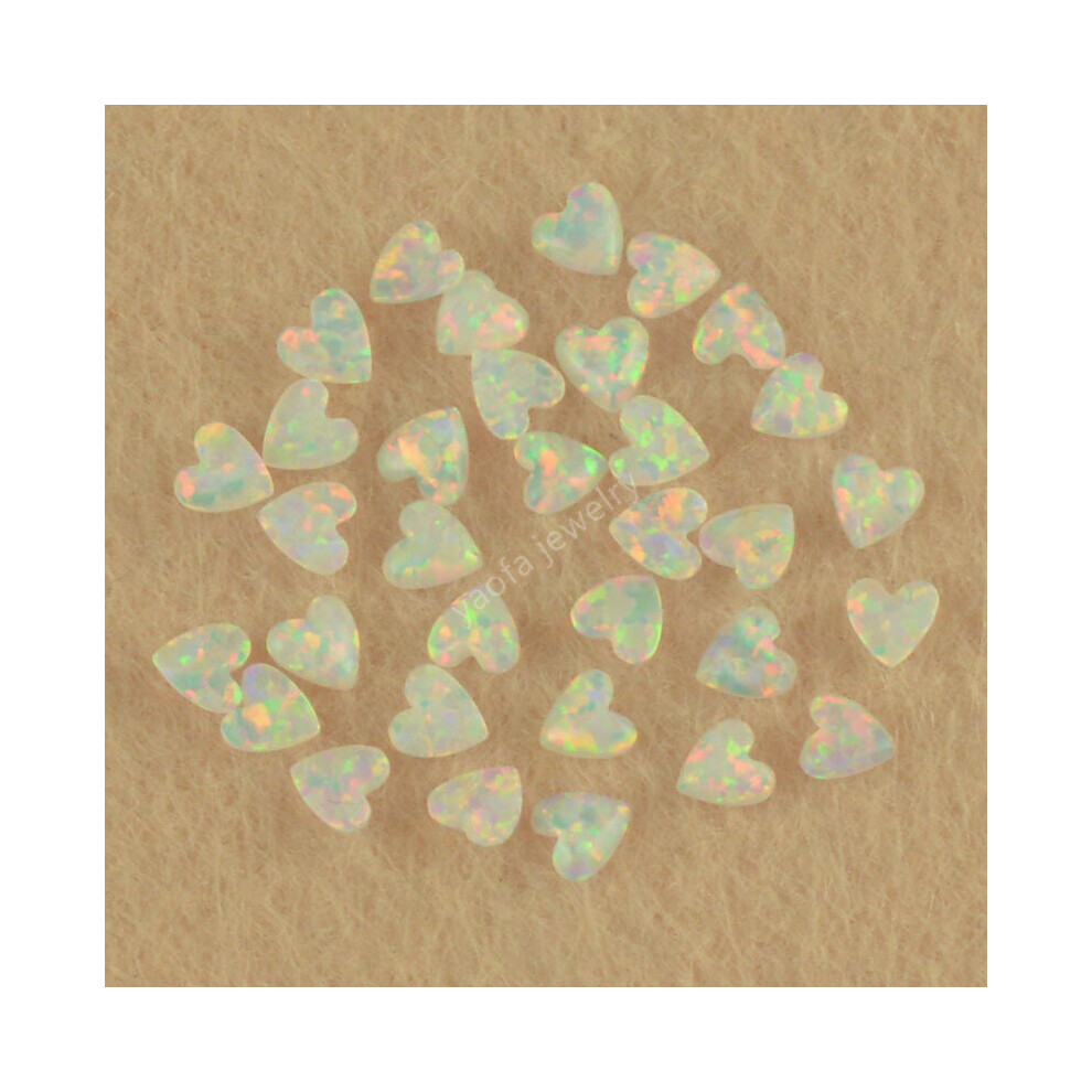 Multicoloured (Op17 White-3Mm 2Pcs 3Mm) 3Mm Tiny Opal Opal Heart Shape Created Opal Stone For Tooth Decoration