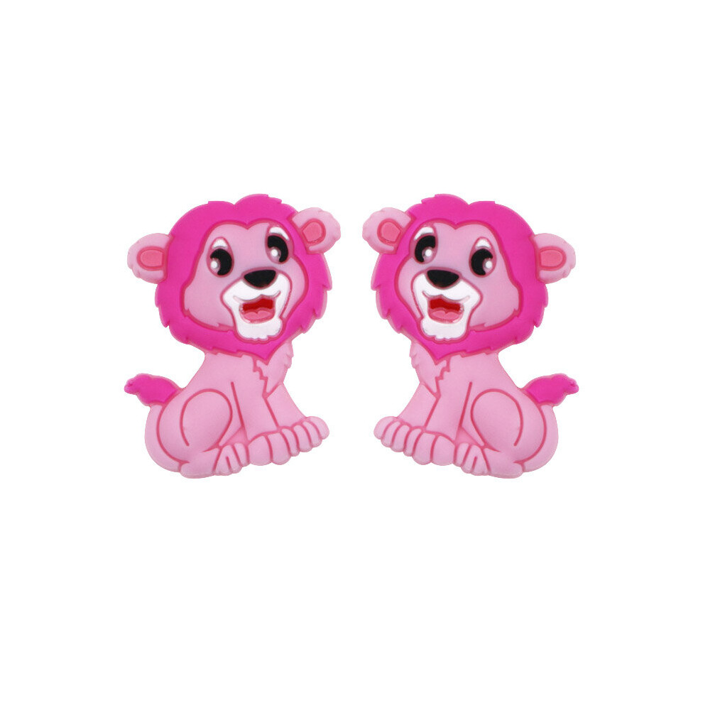 Kovict 10Pcs Lion Baby Rodent Bpa Food Silicone Bead Teething Nursing Pacifier Clip Silicone Beads Multicoloured