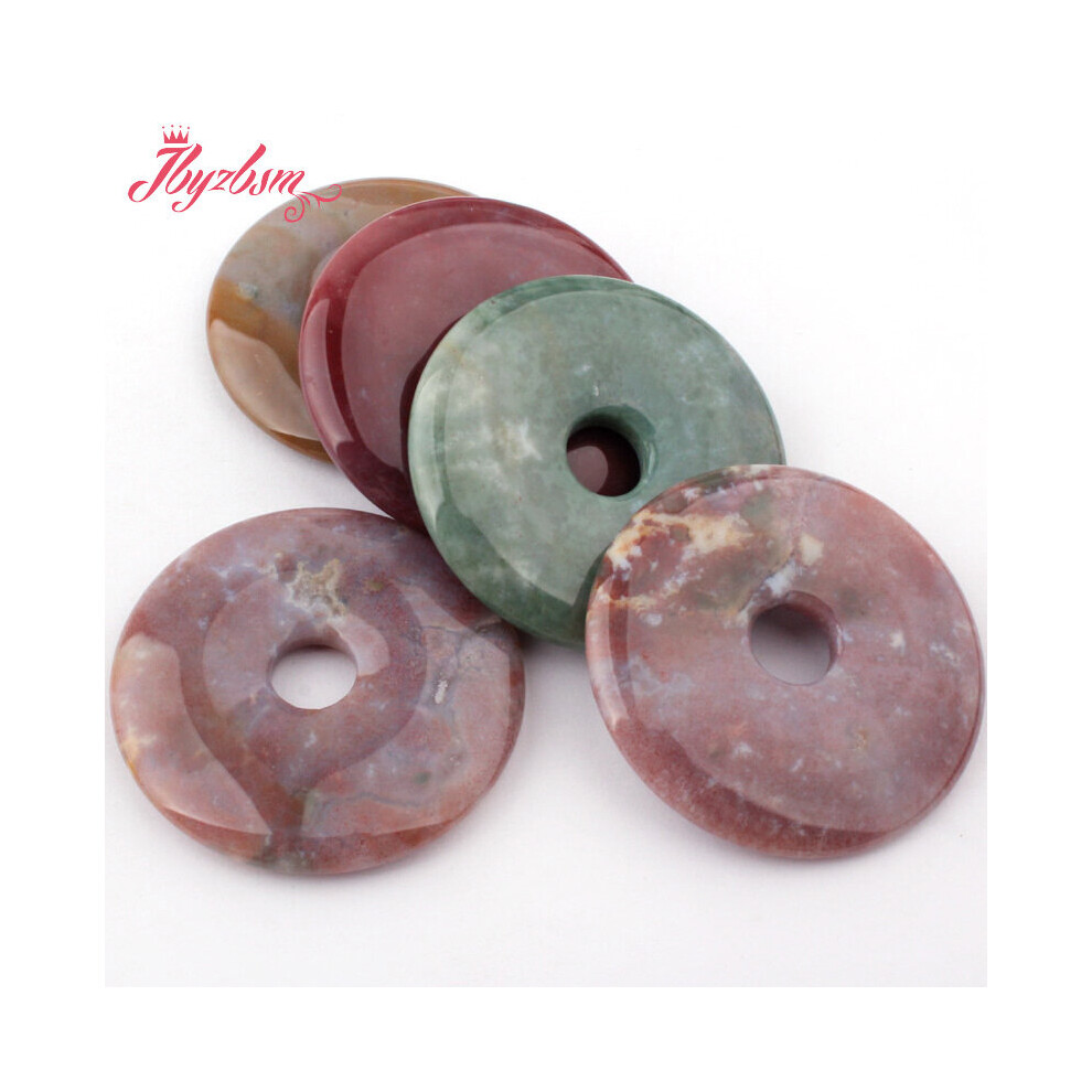 30,40,50mm Natural Donut Indian Agates Stone Beads for DIY Accessories Charms Pendant Bracelet Necklace Jewelry Making 1 Pcs-image-OPC-PBRQSTF-NEW