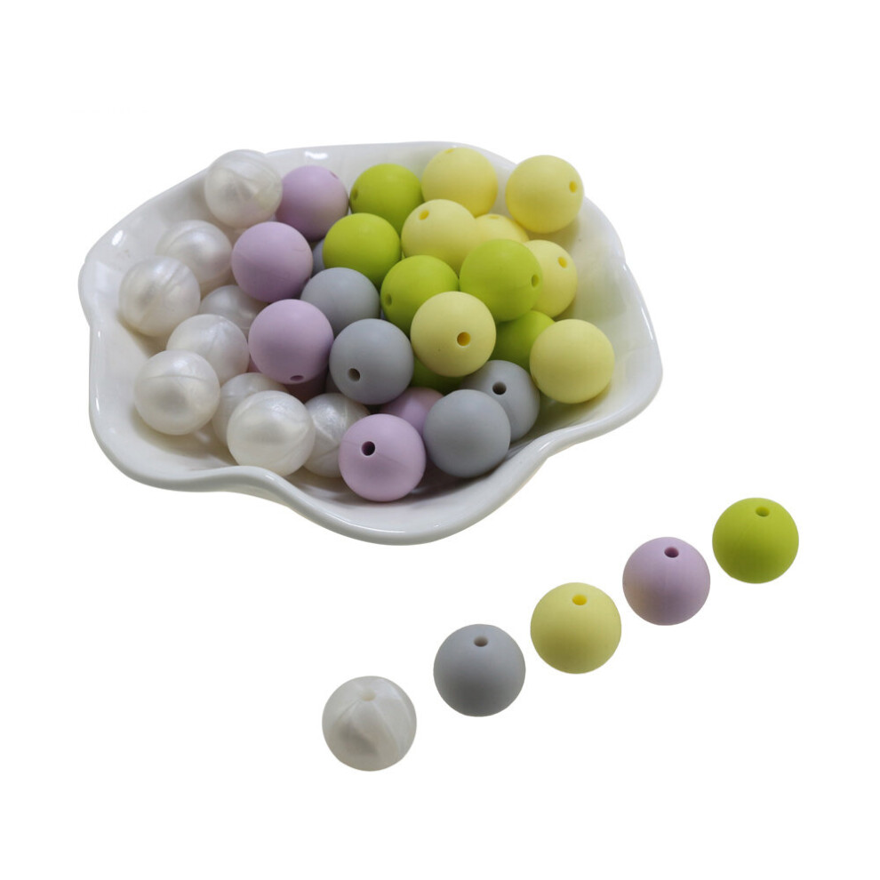 (Candy Colors E White-12Mm) 100Pcs/Lot Silicone Loose Beads Teething Round Diy Chewable Colorful Teething For Infant Baby Safe Teether Round Silicone Multicoloured