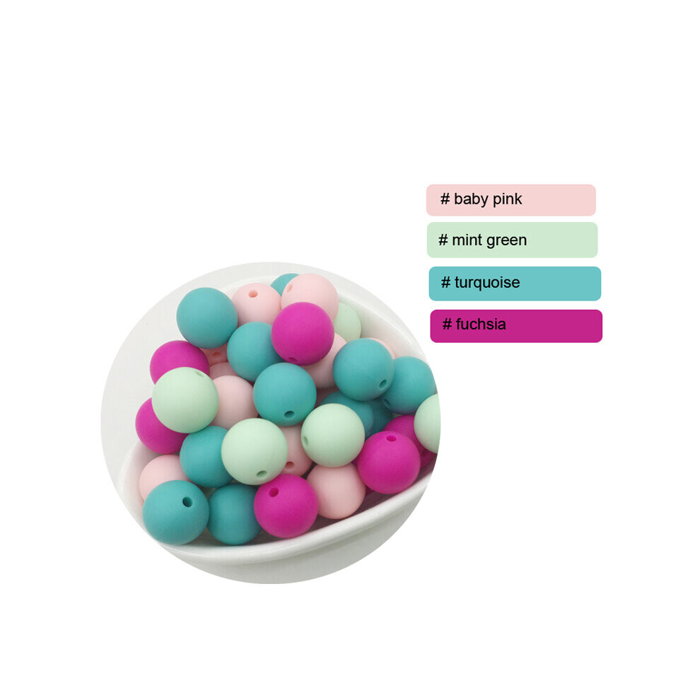 (Candy Colors S White-10Mm) 15Mm Silicone Beads Rainbow Teething Beads 15Mm Safe Food Teething 10Mm/12Mm/15Mm Round Silicone Bead 100Pcs/Lot Multicoloured