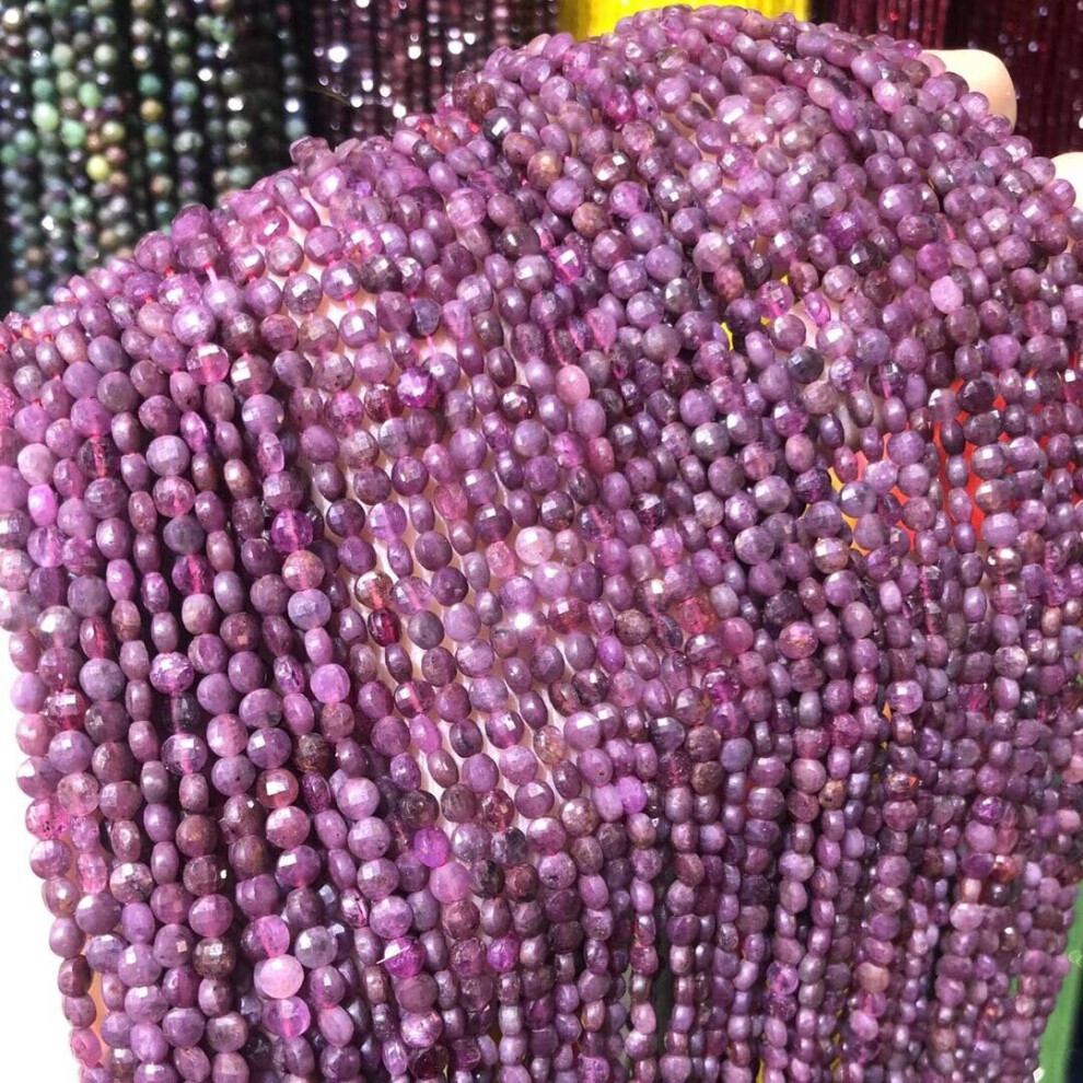 Small Faceted Beads 4mm Natural Rubys Stone Bead Oblate Loose Spacer Beads for Jewelry Making Necklace DIY Bracelet Accessories-image-OPC-PBRQVG5-NEW