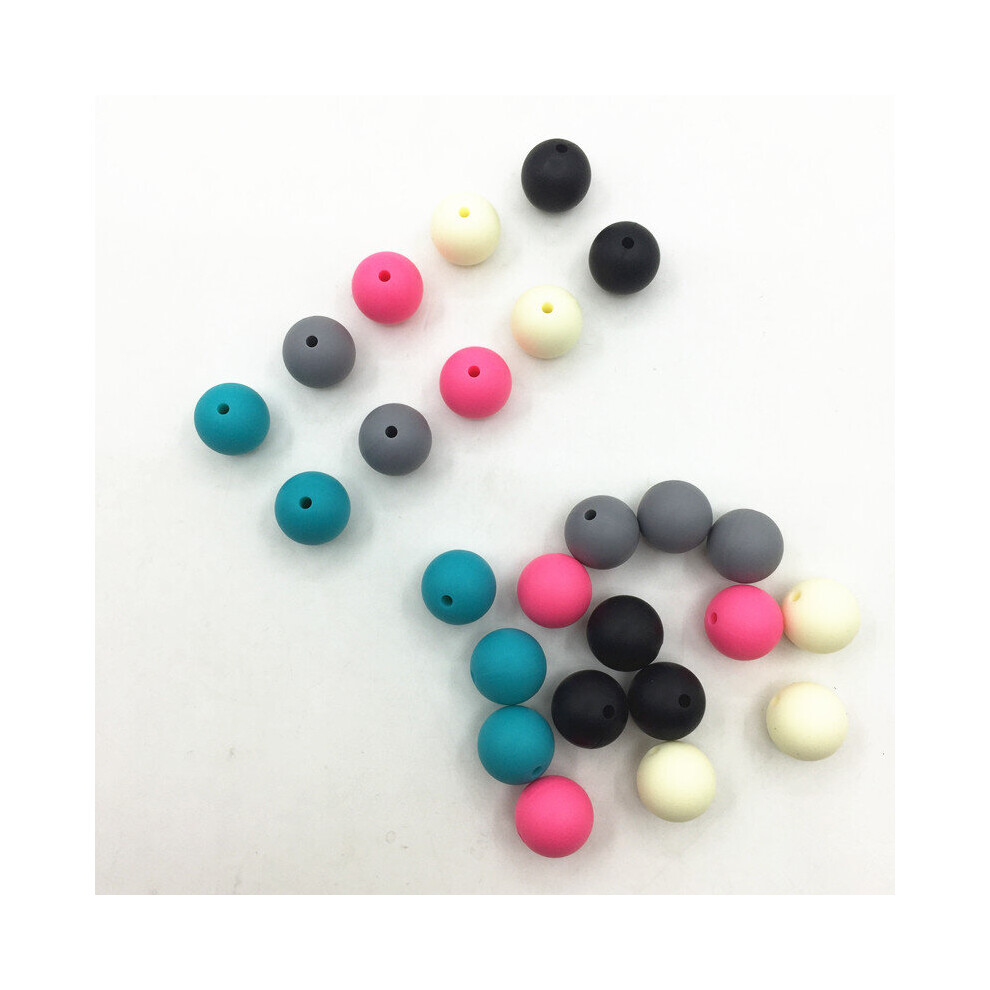 (A White-10mm) DIY round Beads 10mm/12mm/15mm DIY Teething Necklace Silicone Beads Baby Teether loose bead