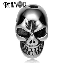 5pcs Stainless Steel Punk Skull Head Bead 2mm Small Hole Beads Charms for Men String Beaded Bracelets DIY Jewelry Making