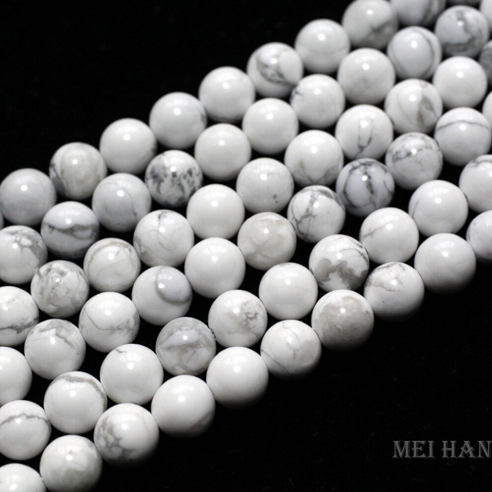 Meihan natural 6mm 8mm 10mm Howlite smooth round beads for jewerly making stone diy bracelet woman necklace-image-OPC-PBRQSMJ-NEW