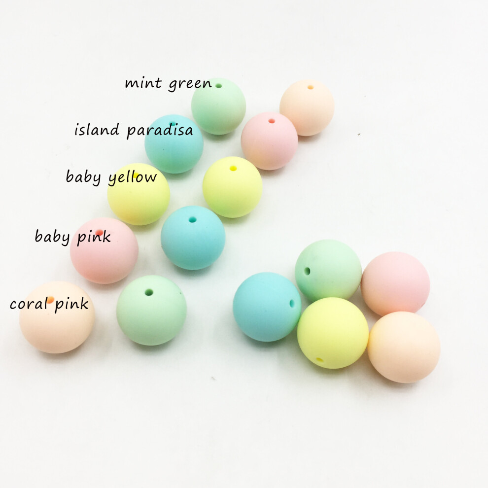 (Candy Colors 1 White-15Mm) Bpa 15Mm Silicone Loose Bead - Mommy Silicone Teething Necklace Beads ,100Pcs/ Lot Silicone Rainbow Beads For Teether Multicoloured
