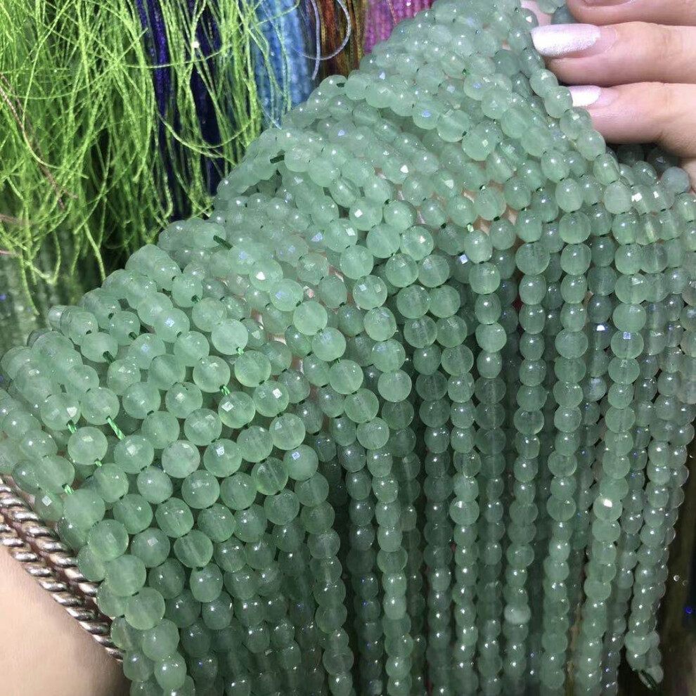 Natural Stone Green Aventurine Beaded Oblate Faceted Loose Spacer Beads For Jewelry Making DIY Necklace Bracelet Accessories-image-OPC-PBRQT9V-NEW