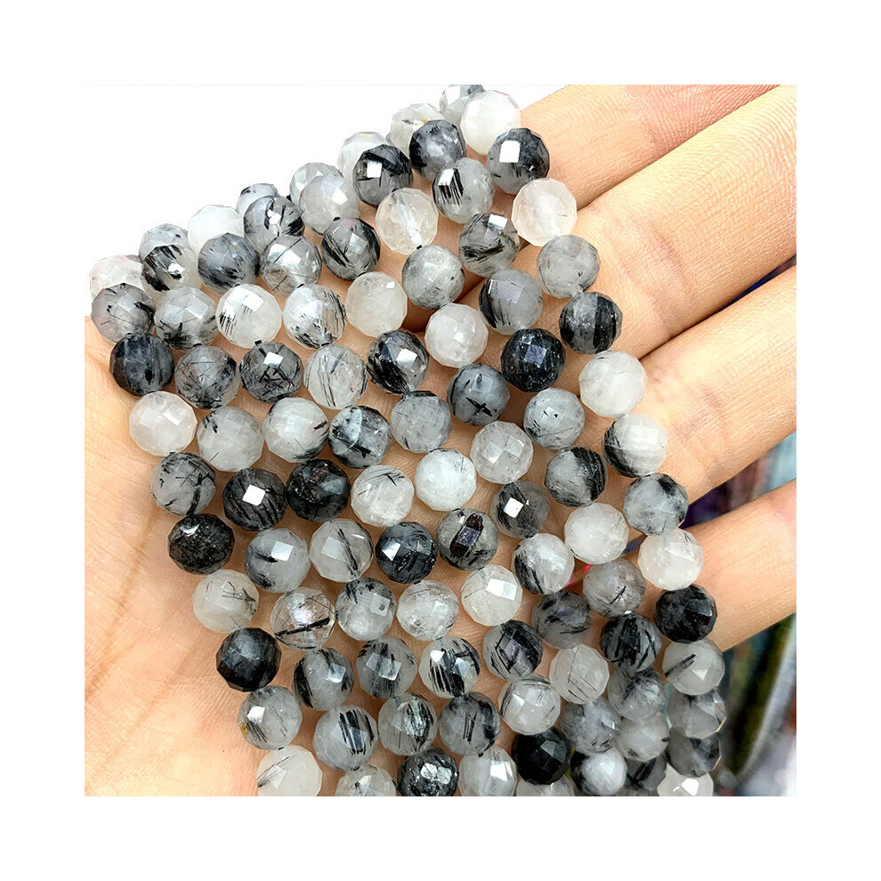 Faceted Rutilated Quartz 100% Loose Natural Round Stone Beads For Jewelry Making DIY Bracelet 6/8/10MM 15''-image-OPC-PBRQTJ7-NEW