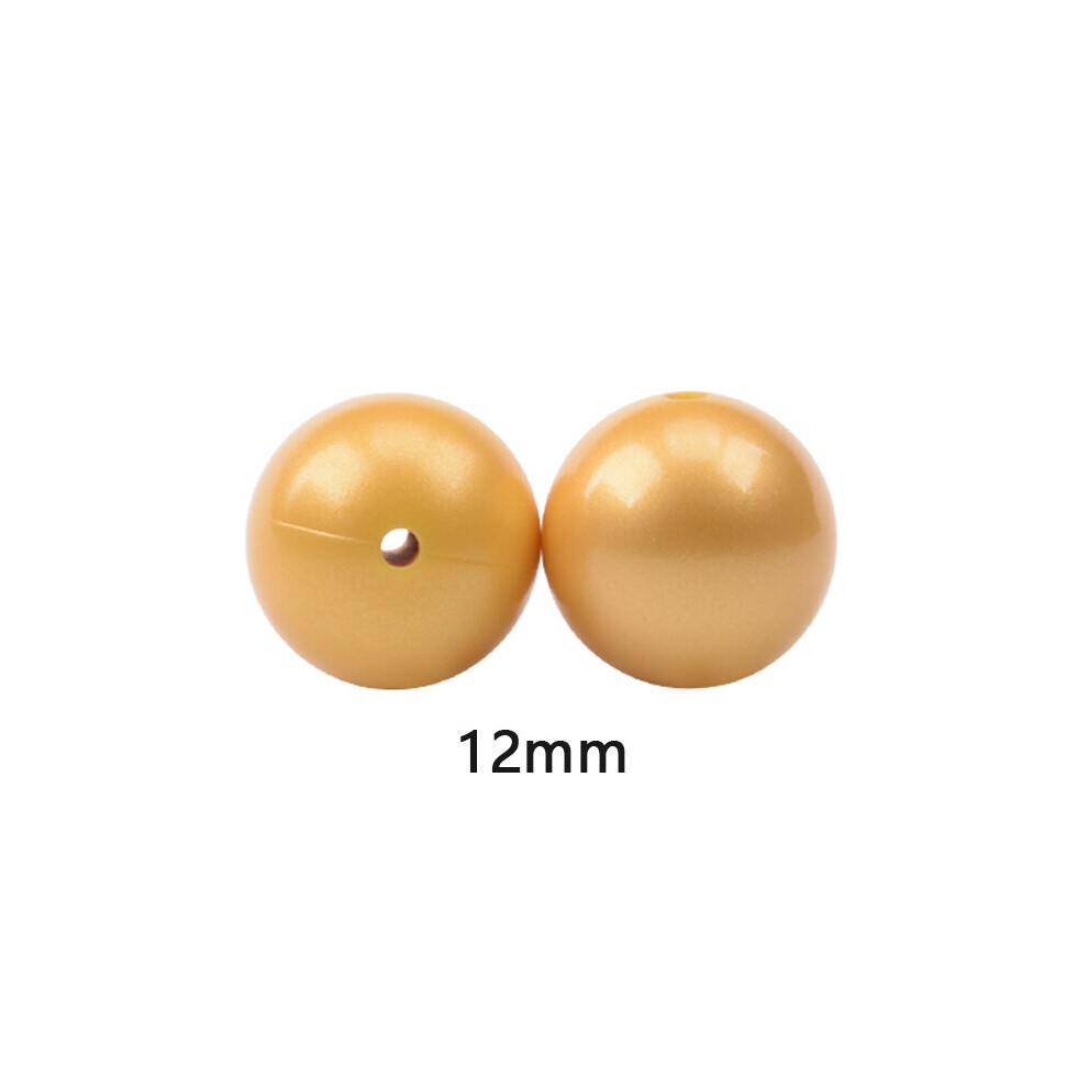 50Pcs Metallic Silver Print 12/15/19mm Silicone Loose Beads DIY Chewable Teething Beads BPA Baby Teether