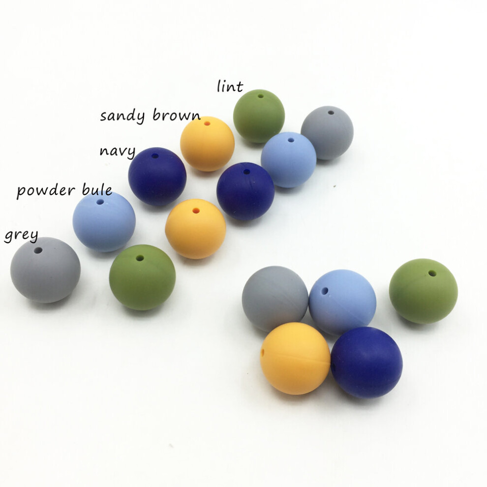 (candy colors 1 Green-15mm) Candy Beads 100pc Silicone Baby Teething Teether Beads 10mm/12mm/15mm/20mm Safe Food Nursing Chewing Round Silicone Beads