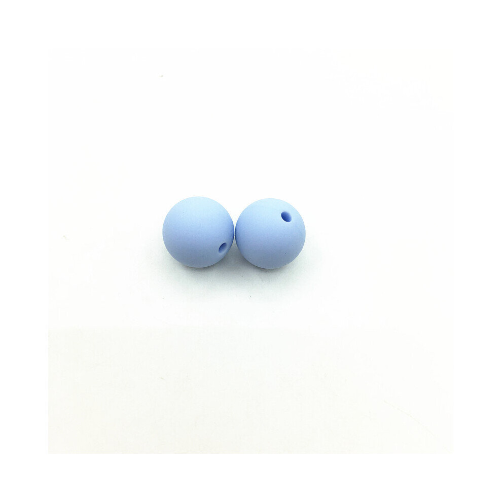 (serenity White-15mm) 10MM Round Loose Silicone Beads For Silicone Necklace DIY Silicone Teething Necklace Silicone Beads For Baby Teether BPA
