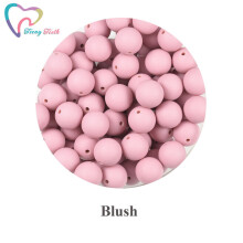 (Blush White-15 MM Round 15mm) 50PCS Marble & Metallic 12/15 MM Silicone Beads Safe Teether Round Baby Teething Chewable Beads For DIY Necklace Accessories Toy