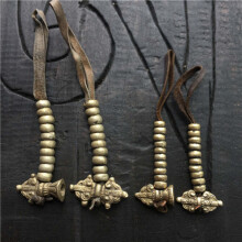 BRO898 Tibetan Malas Accessories Old Brass Golden Counter with Cow Leather Hand Counters Pair 7mm 8mm
