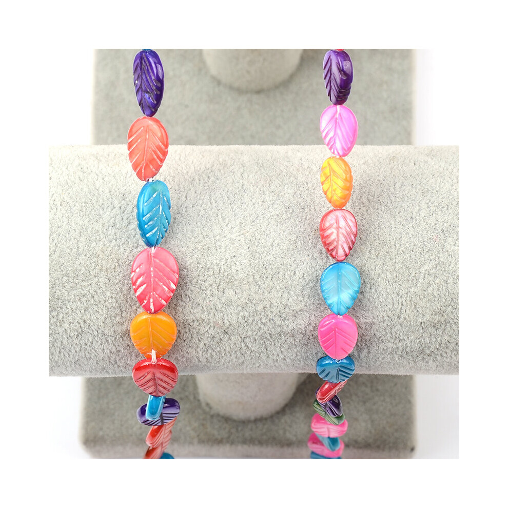 (C445 White-9x12mm about 31pcs 2MM) Colorful Mixed Green Small Leaf Shape Beads For Jewelry Making DIY Bracelet Ear Studs Accessories-image-OPC-PBRQZ7B-NEW