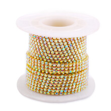 10Yards/Roll 2mm Glittery Crystal Rhinestones Metal Chain Alloy Lines DIY Bead Decoration Tool Accessories Claw Chain Tirm