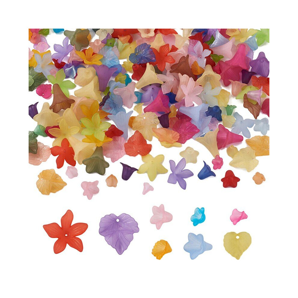 Colorful Acrylic Beads Flower Leaf Frosted Transparent Mixed for Jewelry Making DIY Bracelet Necklace-image-OPC-PBRR28J-NEW