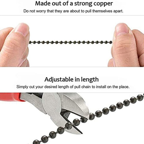 4Pcs Bronze Ceiling Fan Pull Chain Set, Decorative Fan Pull Chain Pendant Extension, Lighting & Fan Beaded Ball Fan Pull 2