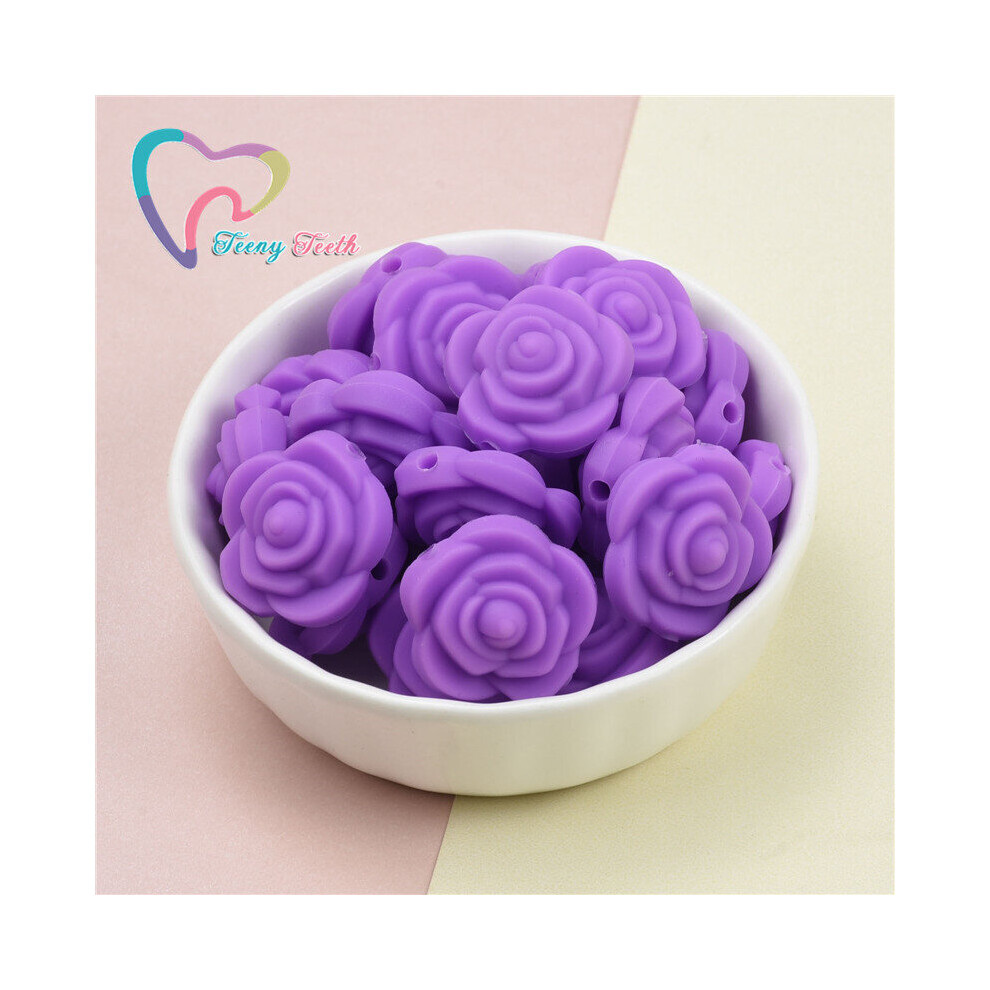 50 PCS Mini Rose Silicone Beads Flower Baby Teethers BPA Rose Baby Teething For Necklace Chewable Toy For Teether Silicone