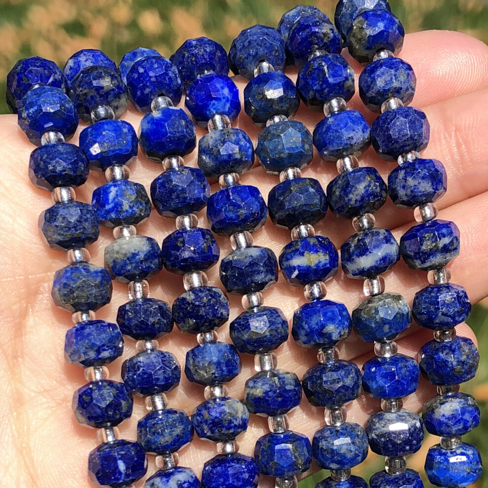 Natural Stone Wheel Shape Faceted Lapis Lazuli Loose Spacer Beads for Jewelry Making Diy Needlework Bracelets Accessories 6x8mm-image-OPC-PBRR5XS-NEW
