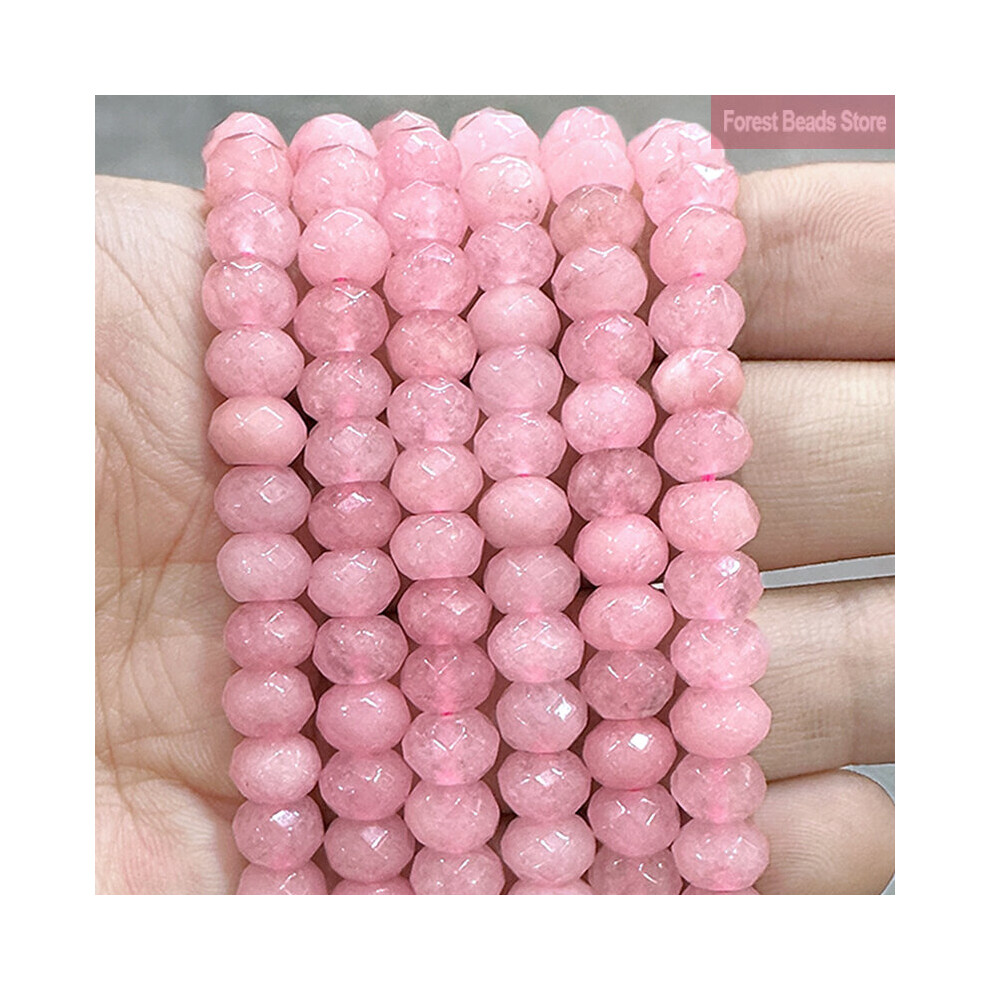 Smooth Faceted Pink Jaspers Natural Rondelle Spacer Beads for Women's Jewelry Making Bracelet 15'' Strand 8mm-image-OPC-PBRR66H-NEW