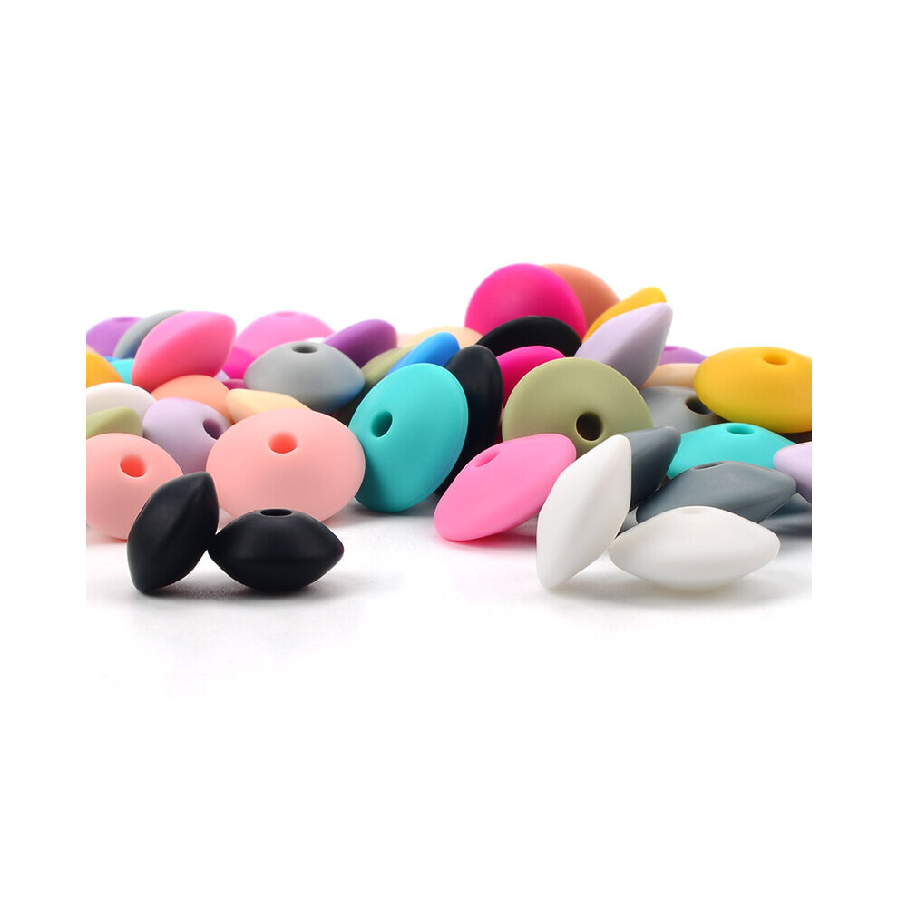 200pcs/lot Silicone Lentil Beads 12mm Loose Baby Teether BPA DIY Bead For Teething Necklace Pacifier Chain