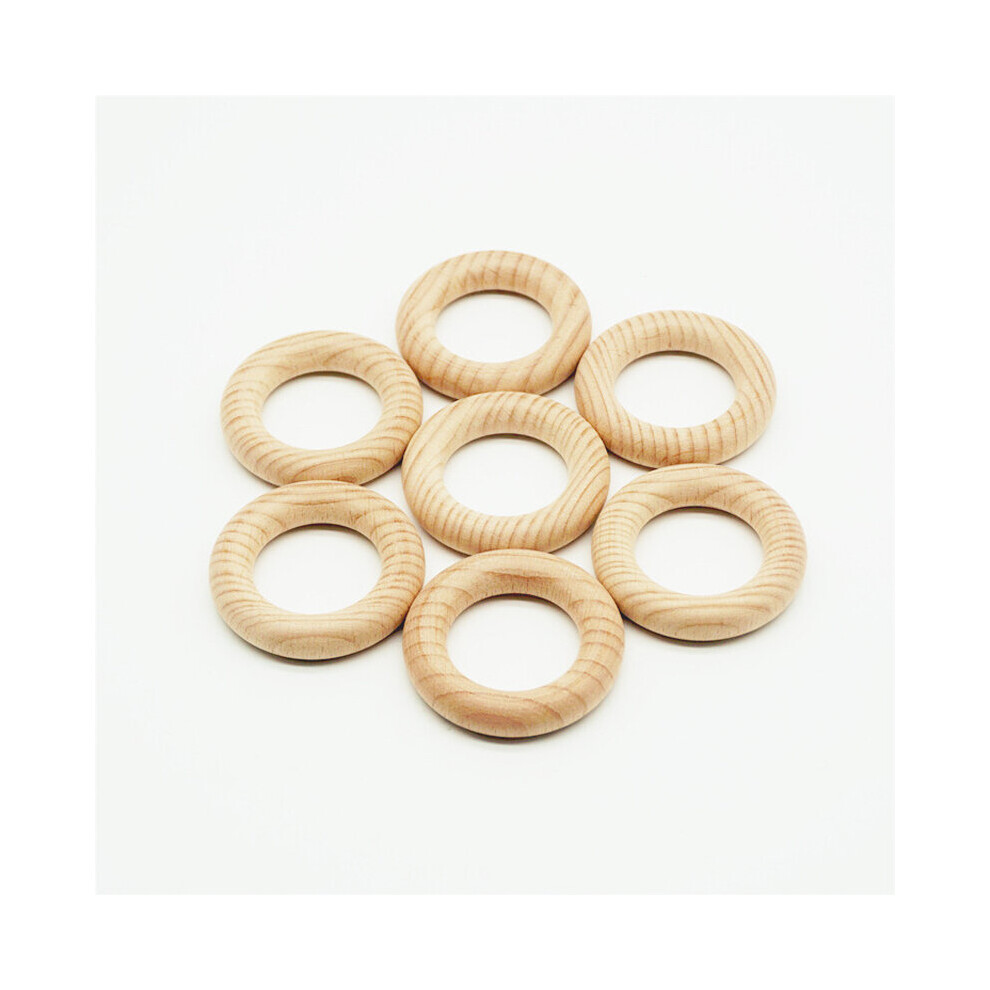 10pcs/lot 40mm 50mm Diy Jewelry Accessories Natural Beech Wood Ring Beads For Baby Bite Molar Donut Wood Beads-image-OPC-PBRR75H-NEW