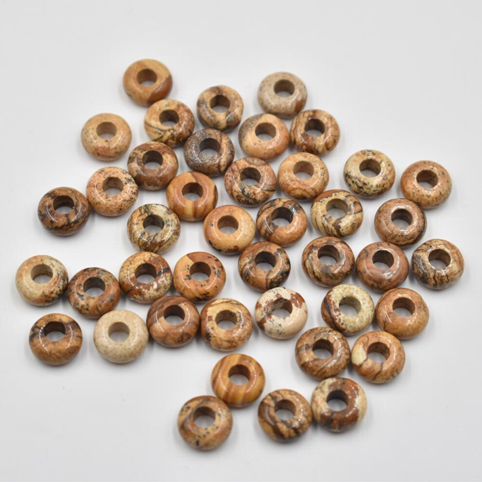 natural stone mixed round charms big hole beads 10mmx5mm for jewelry making 50pcs/lot-image-OPC-PBRR7MM-NEW