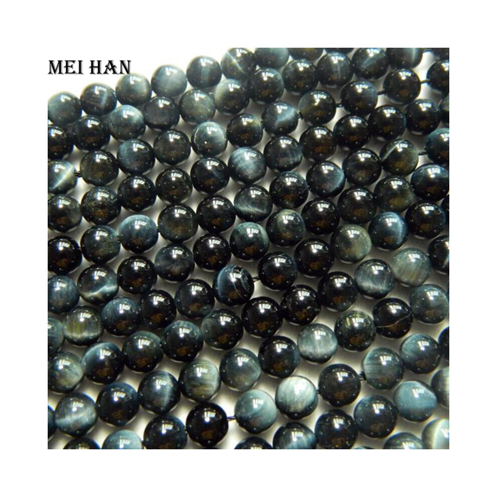 Meihan (2 strands/set) natural 6-6.5mm hawk's eye round loose stone beads for jewelry making-image-OPC-PBRR7RM-NEW