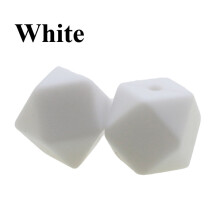 (White-17mm) Silicone Hexagon Beads Teething Mini Bead 100pcs Baby Teether Chewable Nursing Necklace Jewelry DIY Pacifier Holder Accessory