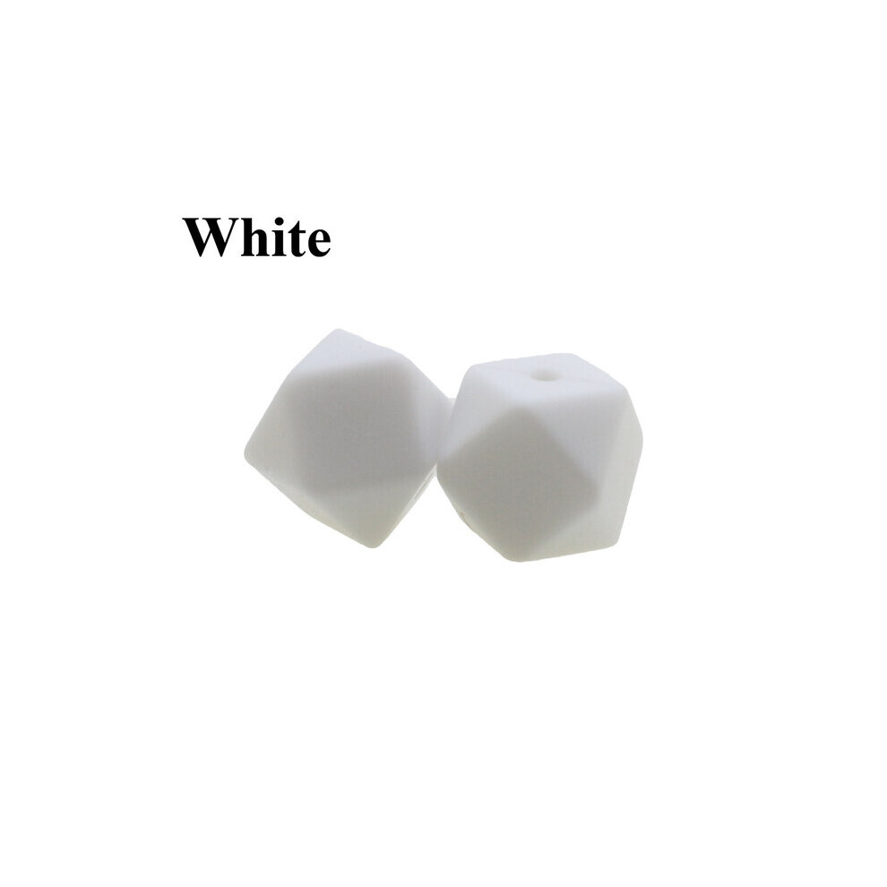 100Pcs/Lot 11Mm Mini Hexagon Silicone Beads Baby Teether Bpa Diy Necklace Pacifier Chain Baby Teething Care Infant White