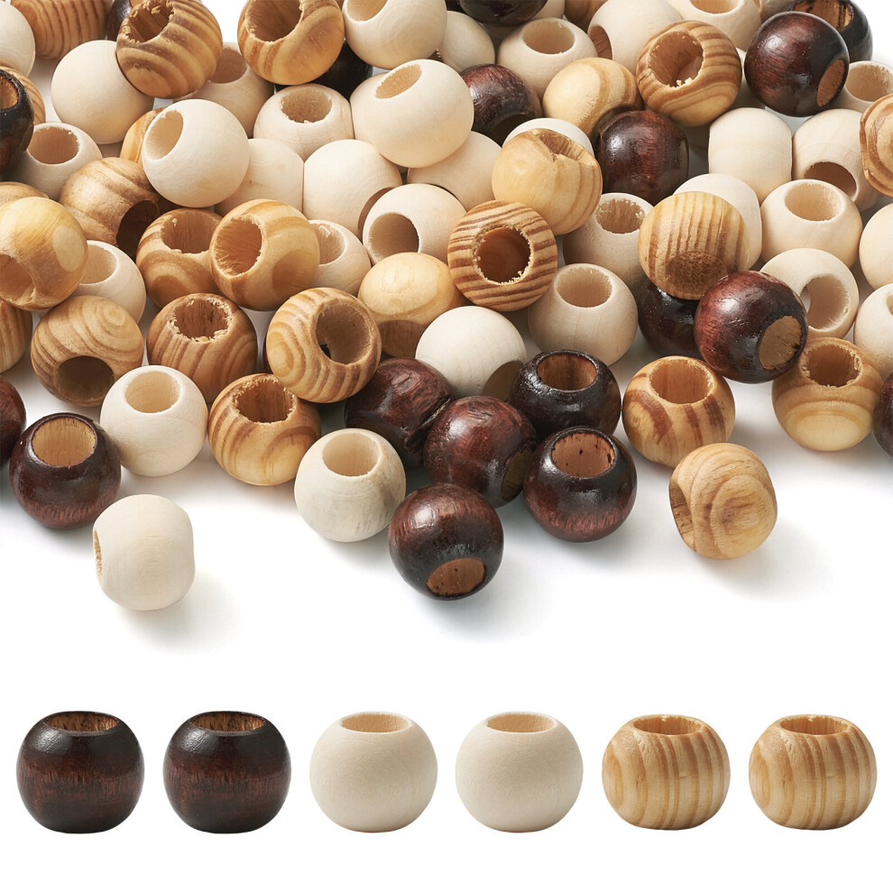 100pcs 19mm 20mm Unfinished Diy Round Natural Wood Beads Big Hole Wooden Spacer Loose Beads DIY Jewelry Findings Hole:9~10mm-image-OPC-PBRR8JQ-NEW