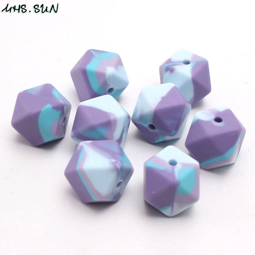 30PCS 14MM Hexagon Silicone Beads Food Teething Baby Teether For Infant Pacifier Clip Toy Chewable DIY Loose Bead